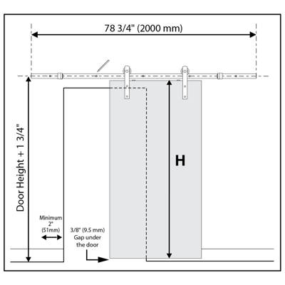 Verona Home Design Caiman Solid Mdf Panelled Slab Interior Barn Door Carrara Solid Mdf Panelled Slab Interior Barn Door