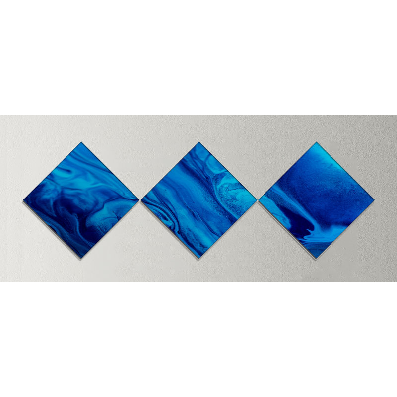 East Urban Home Dark Blue Abstract Acrylic Paint Mix Oil