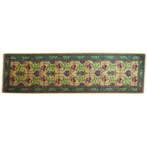 Arts and Crafts Hand-Knotted Green Area Rug