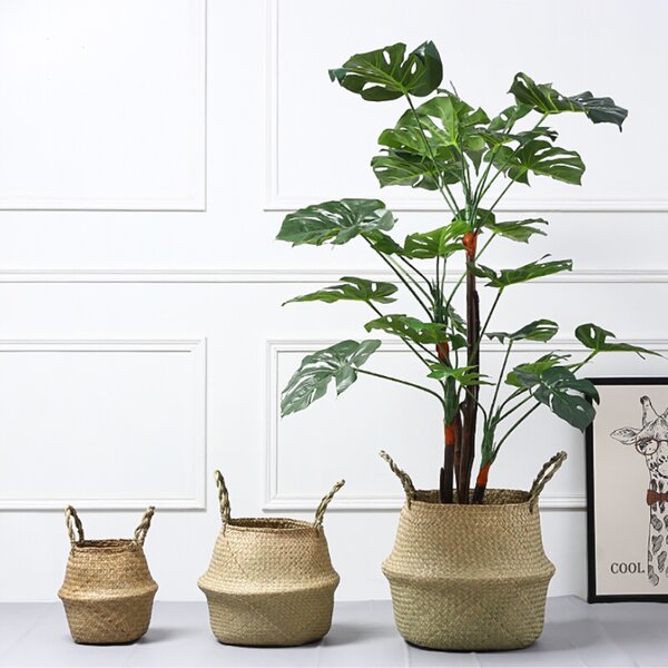 Handmade Bamboo cane  Rattan Plant Basket Wicker Box Nursery Pots Seagrass 