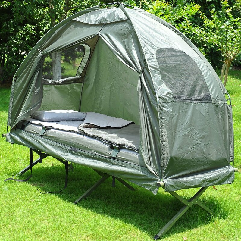 Outsunny Deluxe 4-in-1 Compact Folding Dome Shelter Tent with Sleeping ...