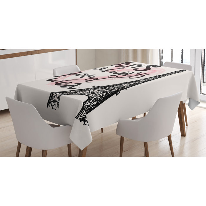 East Urban Home Ambesonne Eiffel Tower Tablecloth Lettering In