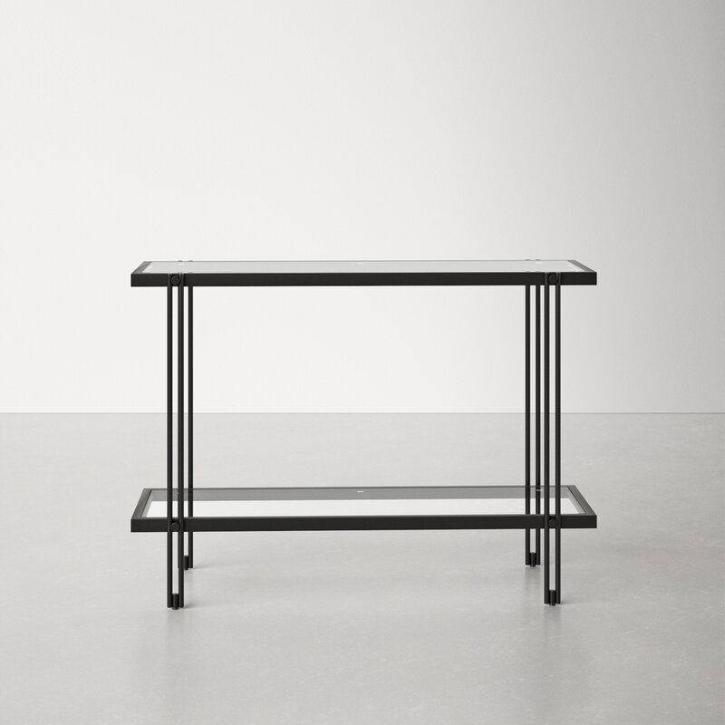 modern glass and metal console table