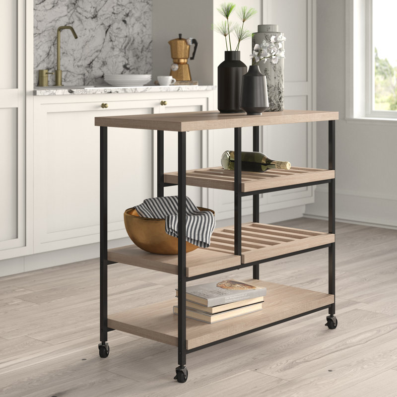 Landis Kitchen Cart With Wooden Top Landis Kitchen Cart With Wooden Top