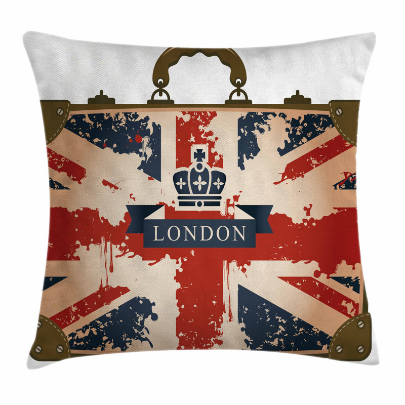 Ambesonne Union Jack Vintage Suitcase Square Pillow Cover Wayfair