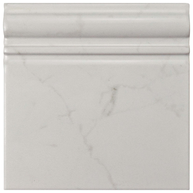 Elitetile Karra Carrara 6 X 6 Glossy Ceramic Mudcap Tile Trim In White Gray Wayfair