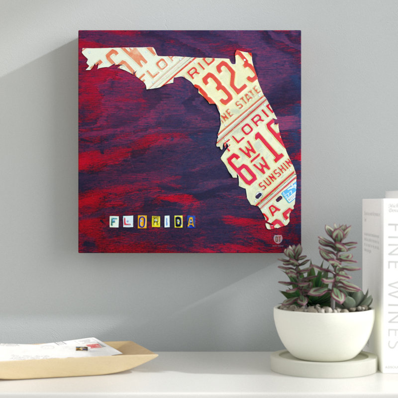Latitude Run Florida License Plate Graphic Art On Wrapped Canvas