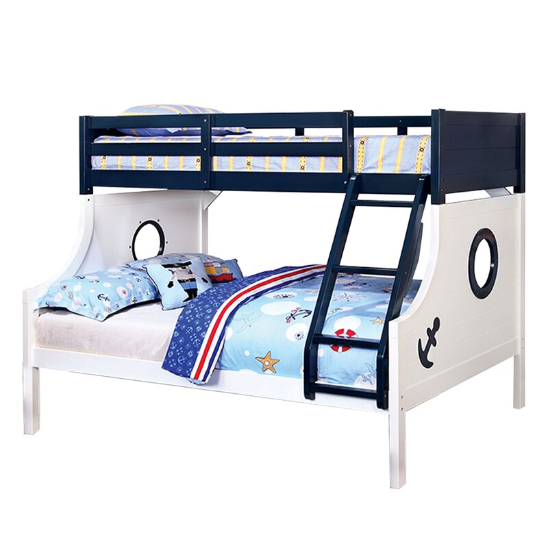 blue twin over full bunk bed