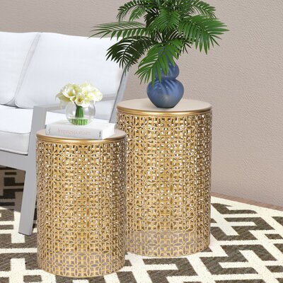 Golden Round Metal End Table(set of 2)