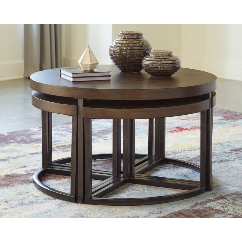 Williston Forge Lizeth Coffee Table with 4 Nested Stools | Wayfair.ca