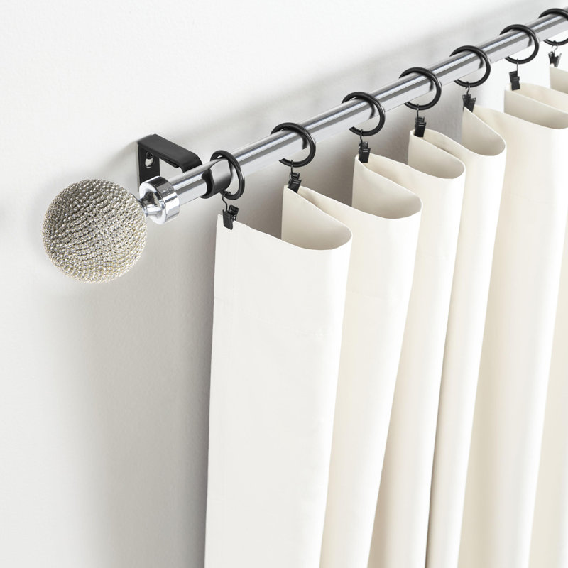 Rosdorf Park Illings Rhinestone Finial Single Curtain Rod