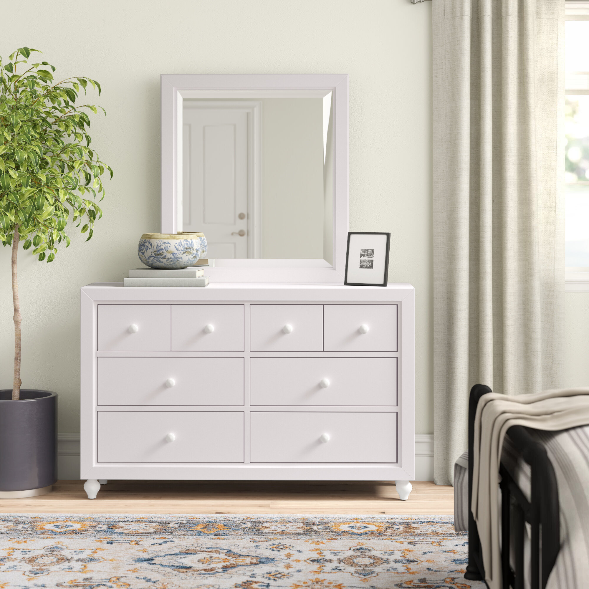 Three Posts Kennell 6 Drawer Double Dresser With Mirror Reviews Wayfair Ca