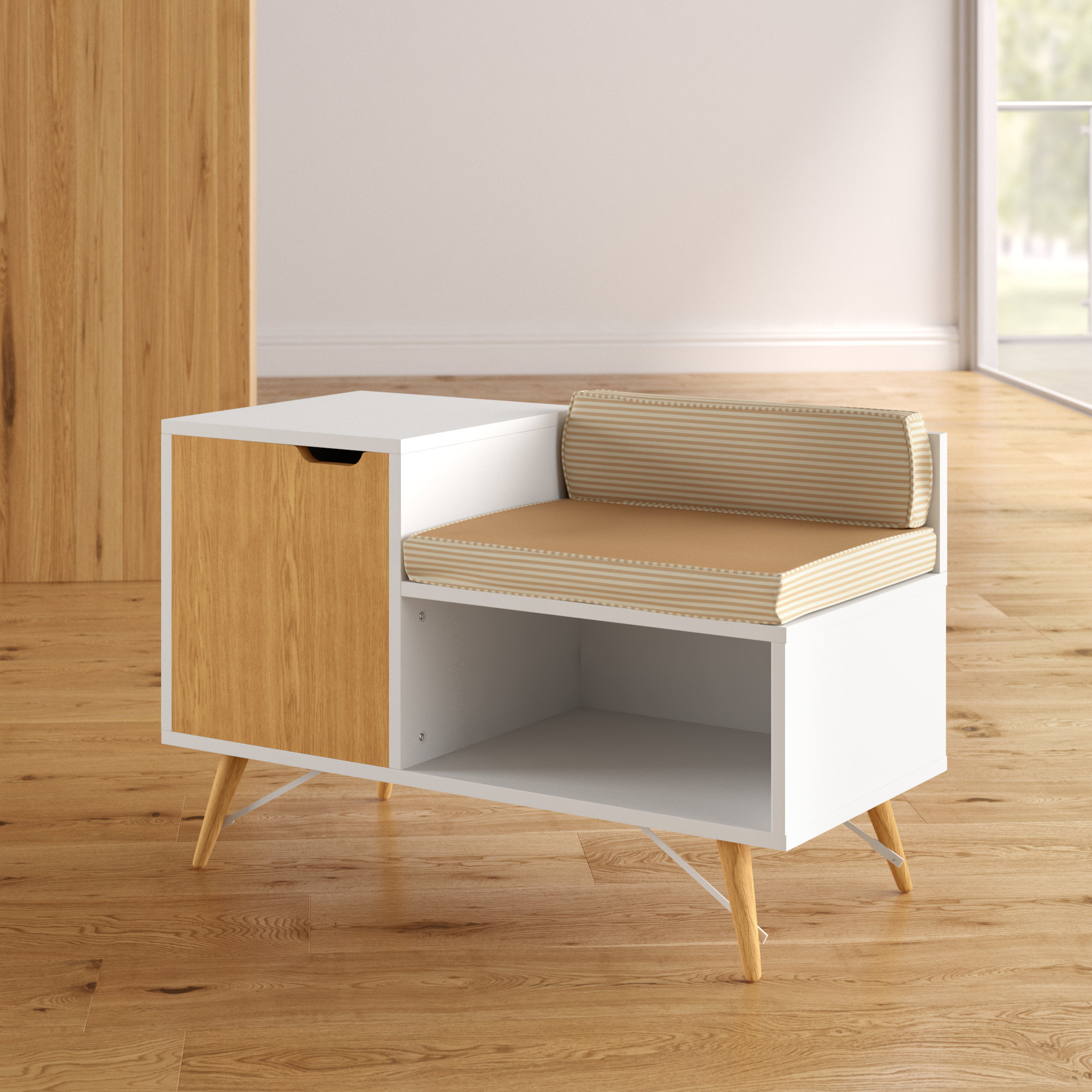 Langley Street Kinsley Sectional Wood Storage Bench Reviews Wayfair