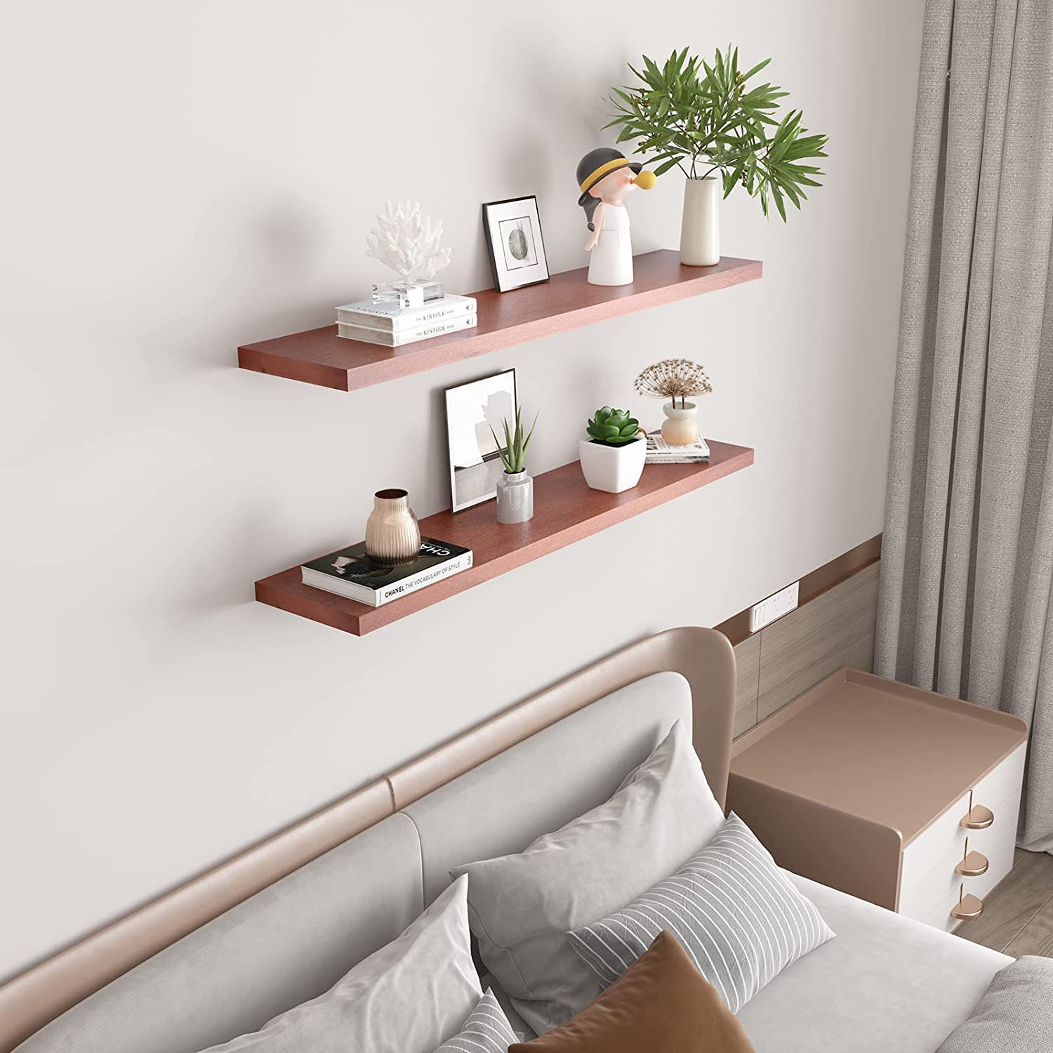 Latitude Run® Denton 2 Piece Pine Solid Wood Floating Shelf Wayfair