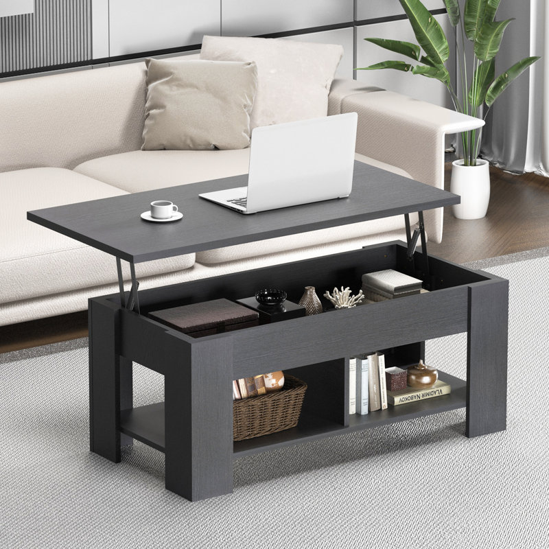 incomplete, Sparta Lift Top Extendable Coffee Table With Storage Color: Black