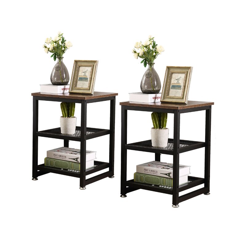 17 Stories Swedish Hill Metal Nightstand In Brown Wayfair