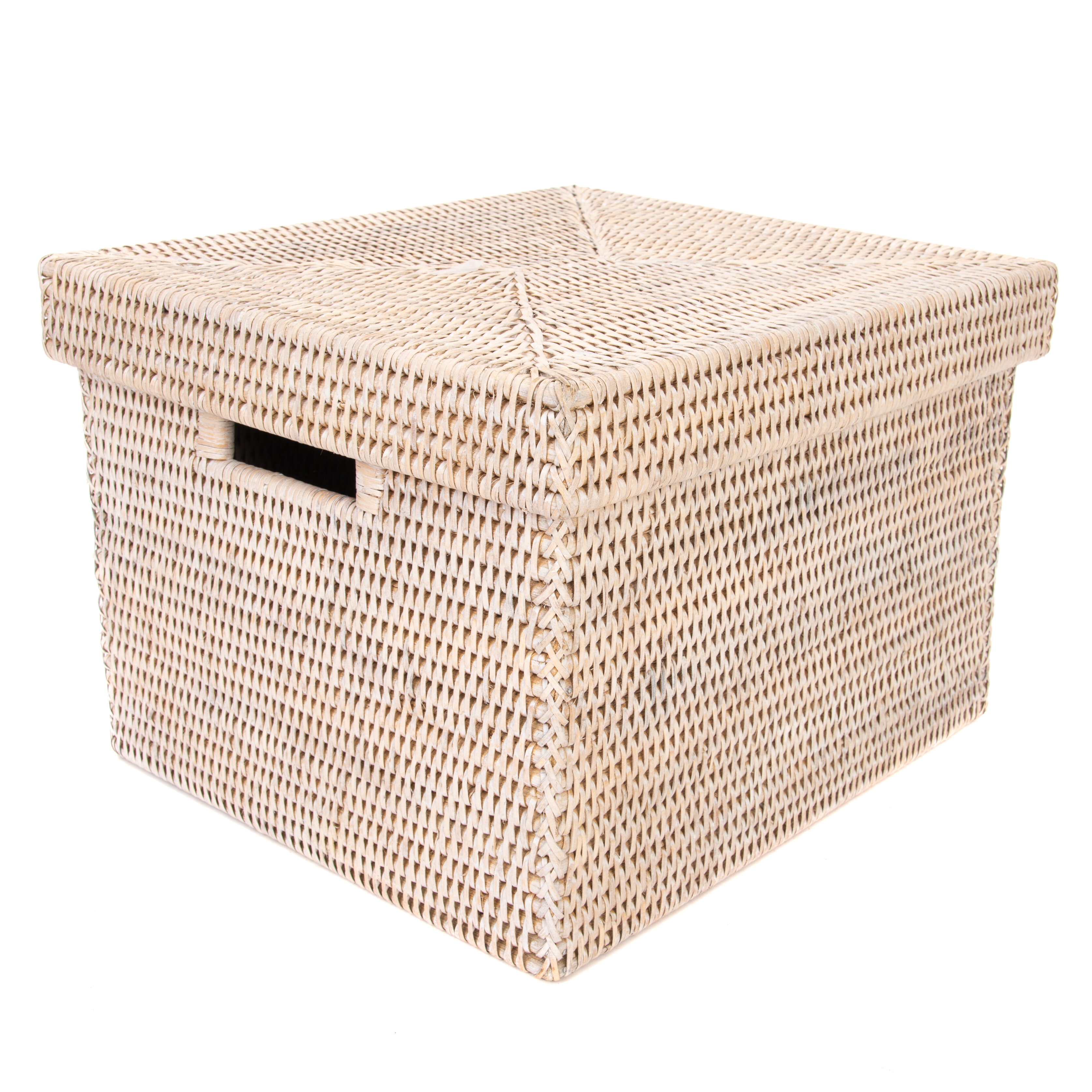 wicker storage cube with lid