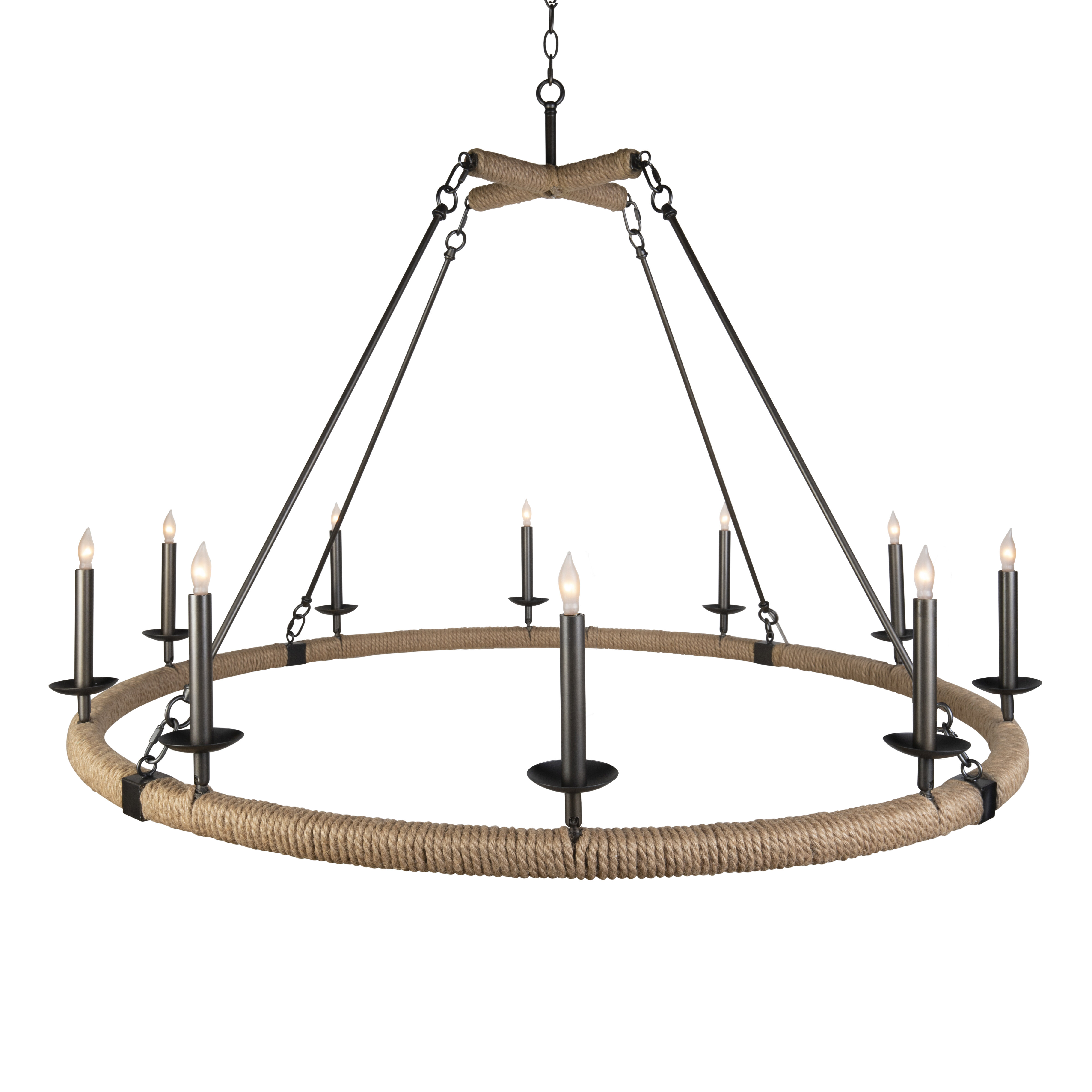 rope wagon wheel chandelier