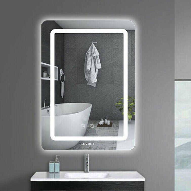 Color : Black, Size : 50cm Mirror Cabinets LED waterproof Round bathroom with mirror Wall-mounted vanity mirror Lighted Vanity Mirrors 
