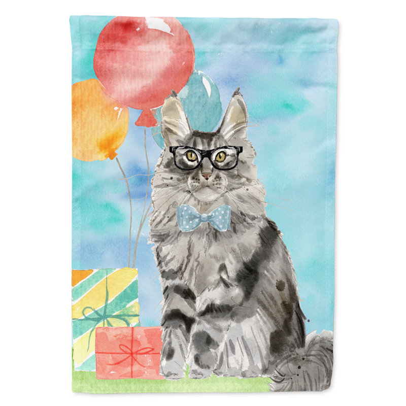 Caroline S Treasures Maine Coon Happy Birthday Flag Garden Size