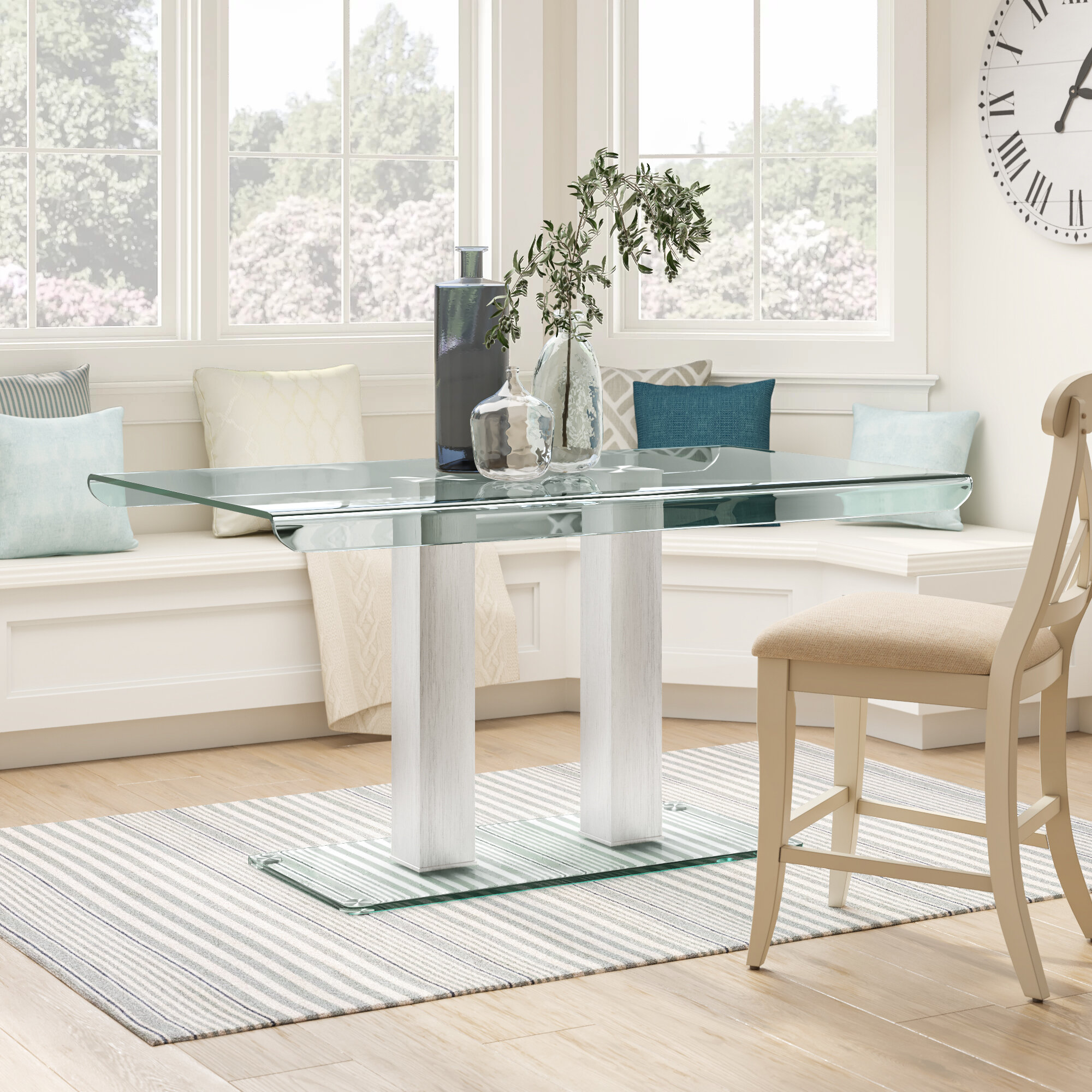 kingsdown modern glass dining table