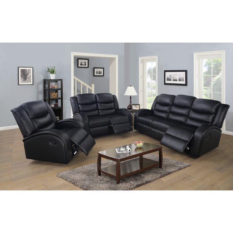 Wade Logan® Aasir 3 Pieces Faux Leather Reclining Living Room Set ...