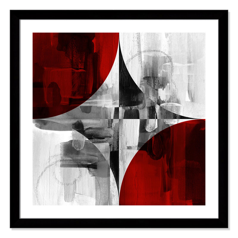 Orren Ellis Circle Segments Red Ii Framed Acrylic Painting Print