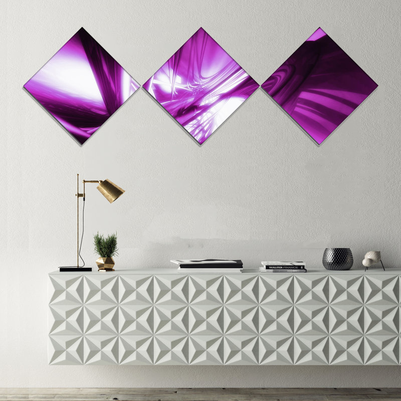 East Urban Home 3d Abstract Art Purple Fractal Graphic Art Print