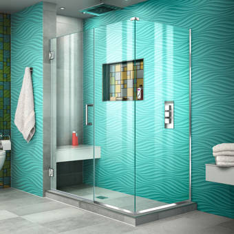 Aston Bromley Gs Frameless Corner With Glass Shelves 70 X 72 Rectangle Hinged Shower Enclosure Wayfair