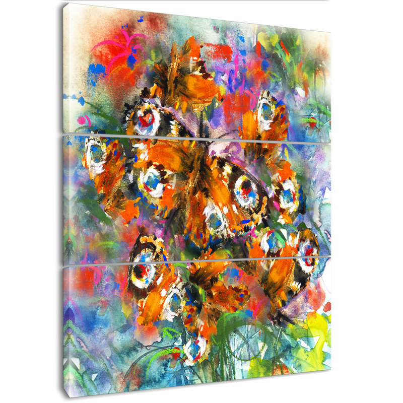 East Urban Home Colorful Butterfly Wings Oil Painting Print