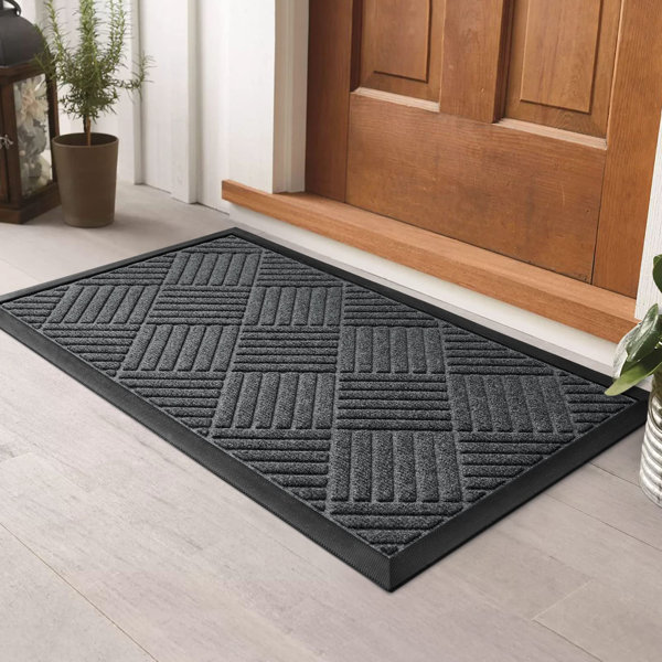 Entry Carpet CrossHach Doormat Clean Step Mat Absorbent Outdoor Waterproof Black 