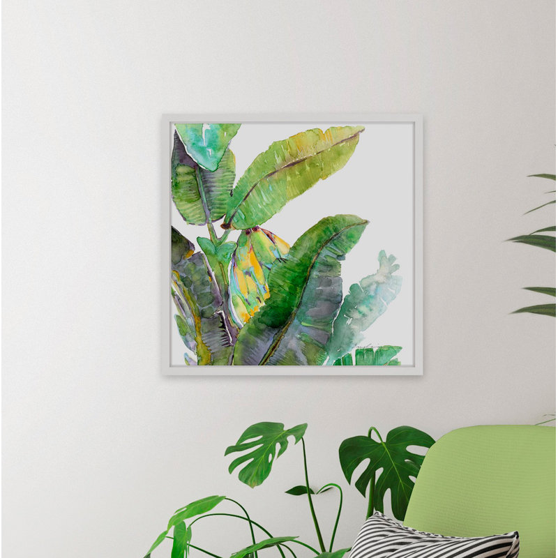 Bay Isle Home Banana Leaves One Framed Watercolor Painting Print
