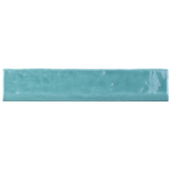 Pixl True Story 12 X 6 Matte Porcelain Cove Base Tile Trim In Turquoise Wayfair