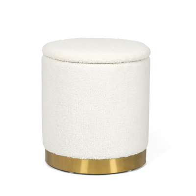 Teddy Fleece Round Ottoman With Storage