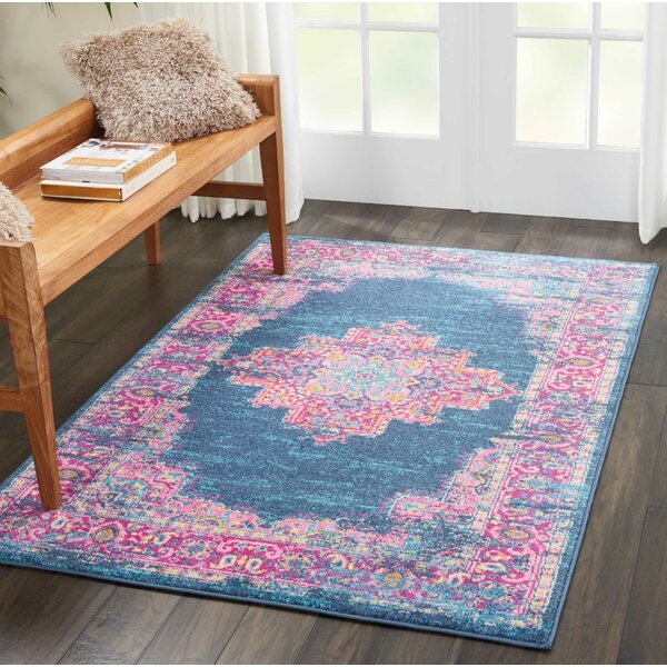 Mercury Row Abbate Oriental Navy Blue/Pink Area Rug & Reviews | Wayfair.ca