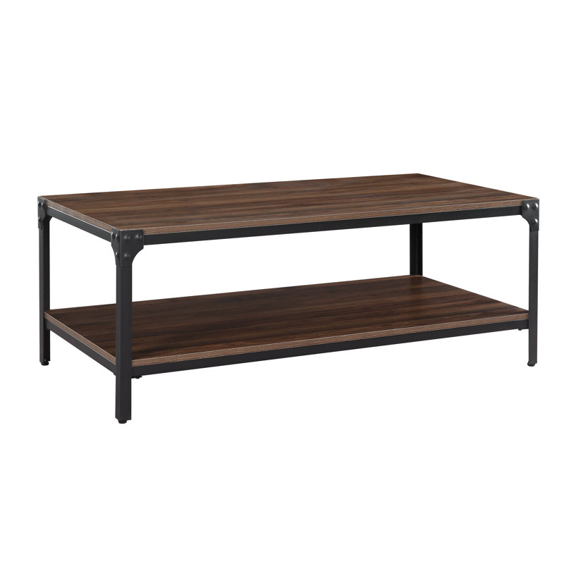 Williston Forge Industrial Coffee Table For Living Room With Storage Shelf Rivet Design Wood Look Accent Furniture Teak Wayfair