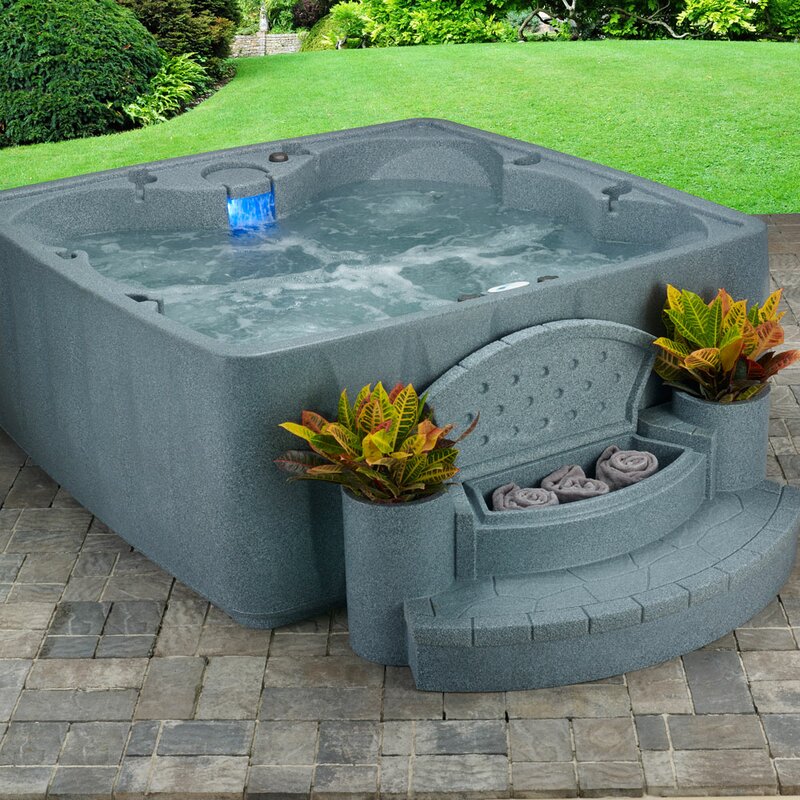 AquaRest Spas Elite 600 6-Person 29 SS Jet Plug and Play Spa with LED Waterfall and Ozone System