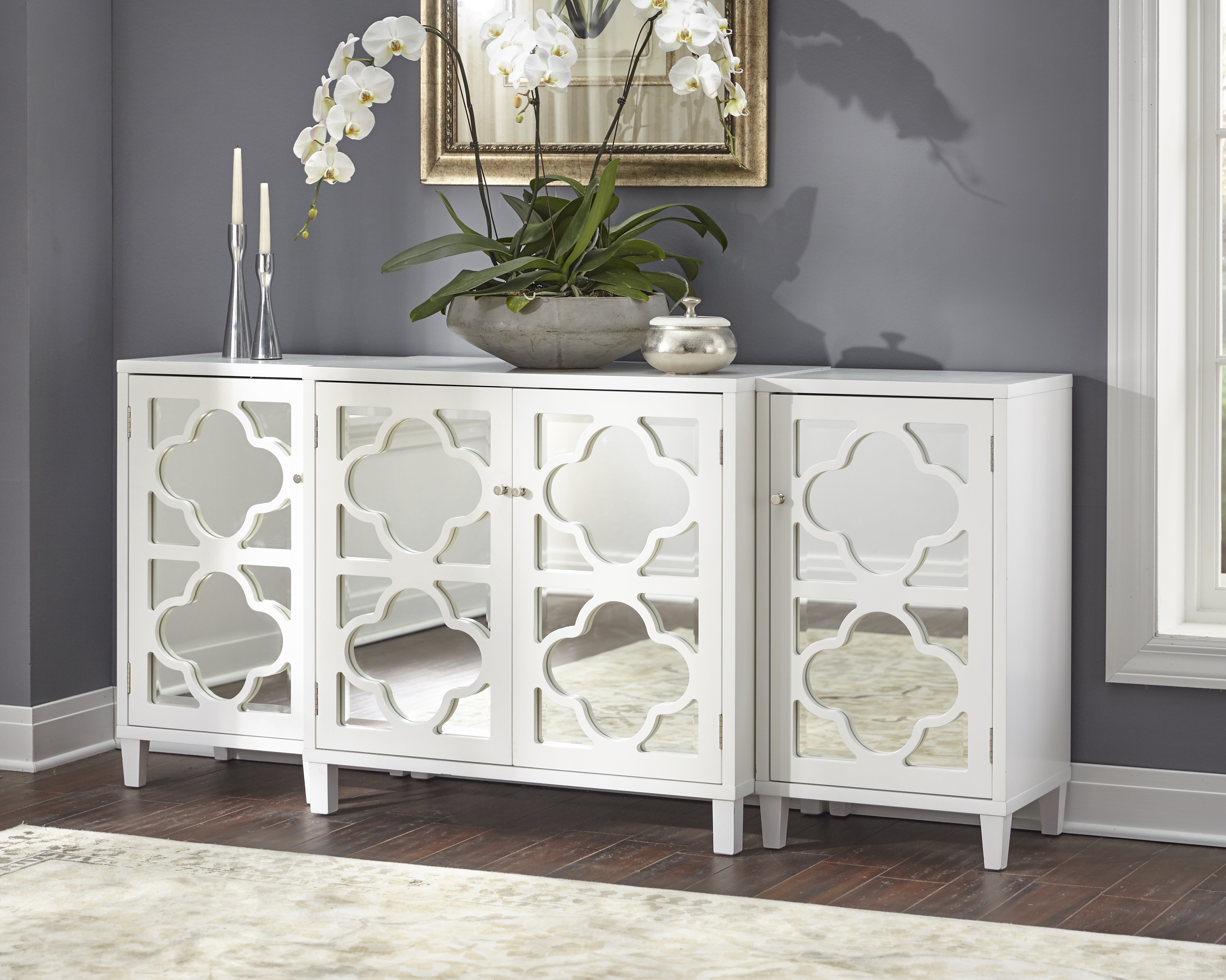 white buffet mirror dining room