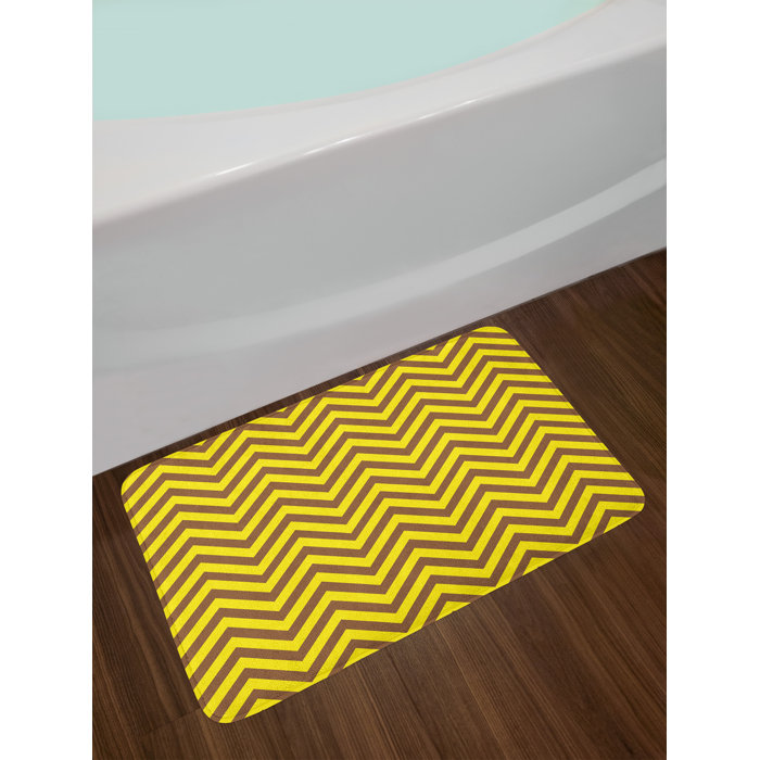 Vintage Brown Yellow Chevron Bath Rug Vintage Brown Yellow Chevron Bath Rug