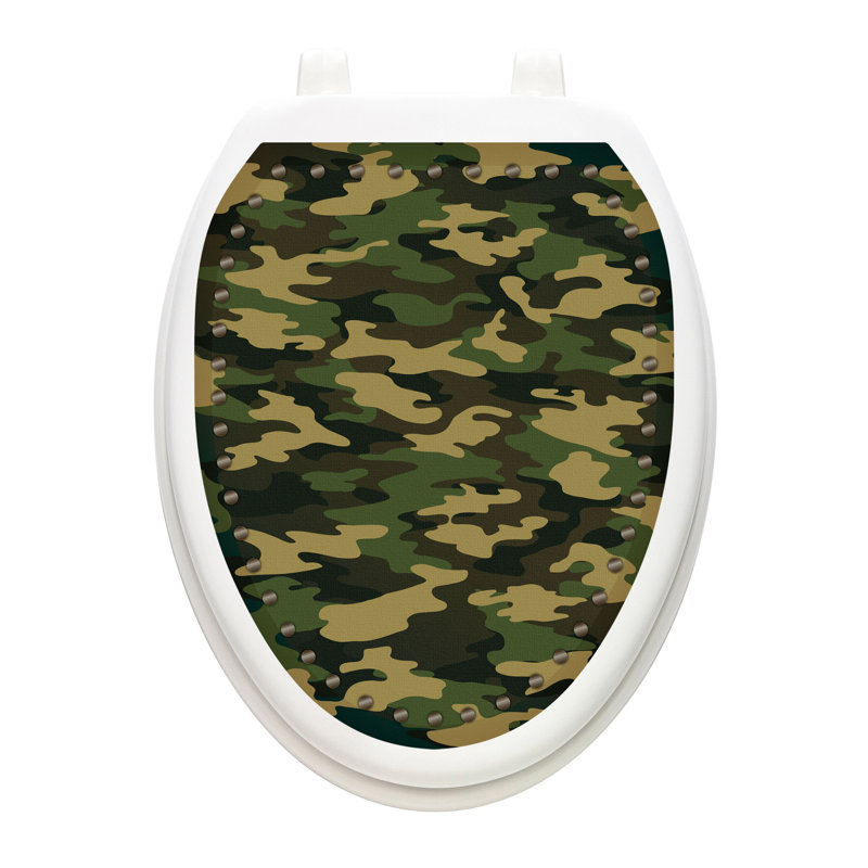 Toilet Tattoos Youth Army Camouflage Toilet Seat Sticker | Wayfair