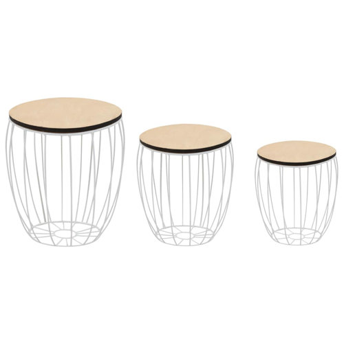 Pifer 3 Piece Nest of Tables Latitude Run Colour (Table Base): White