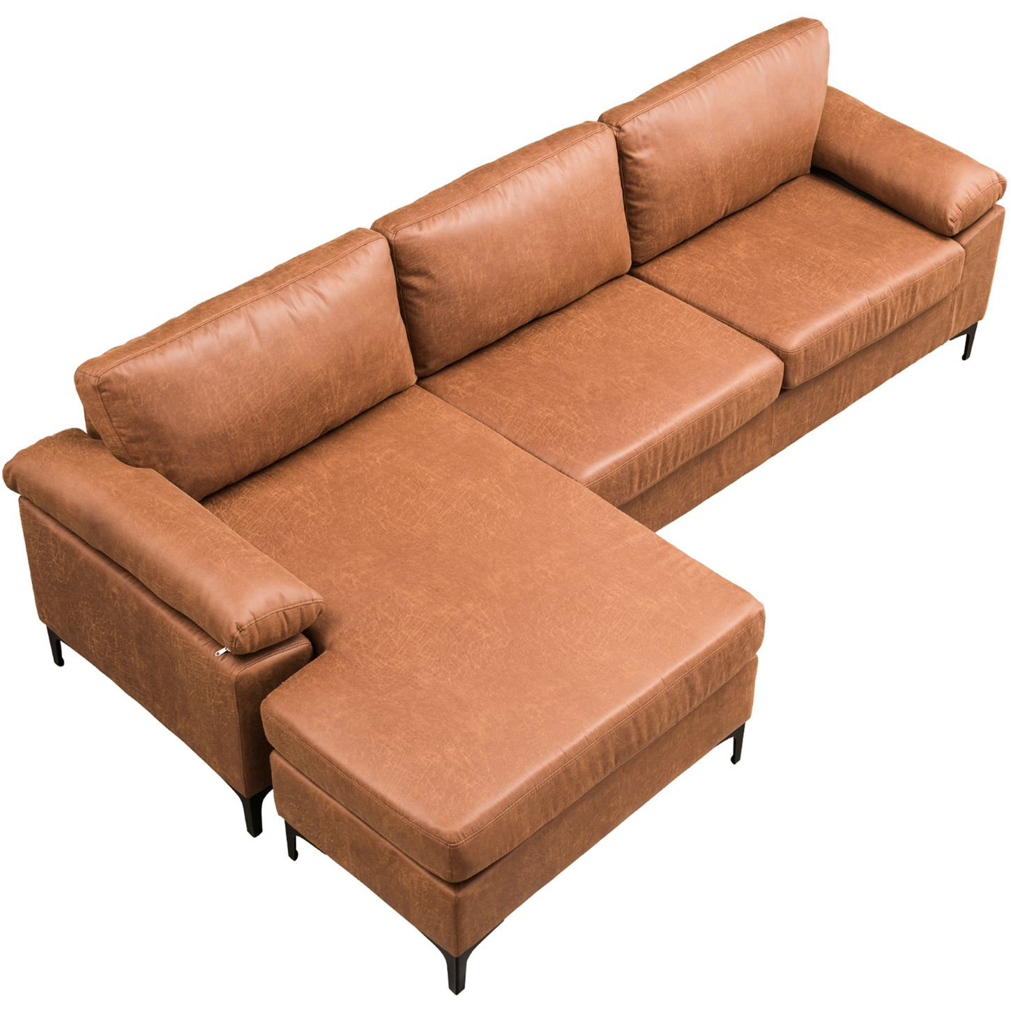 17 Stories 100.78" Wide Faux Leather Reversible Sofa & Chaise & Reviews Wayfair