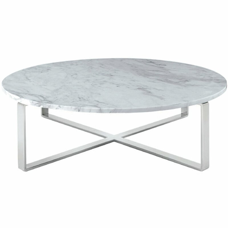 Maklaine 31 Round Marble Coffee Table In Walnut And White Ebay