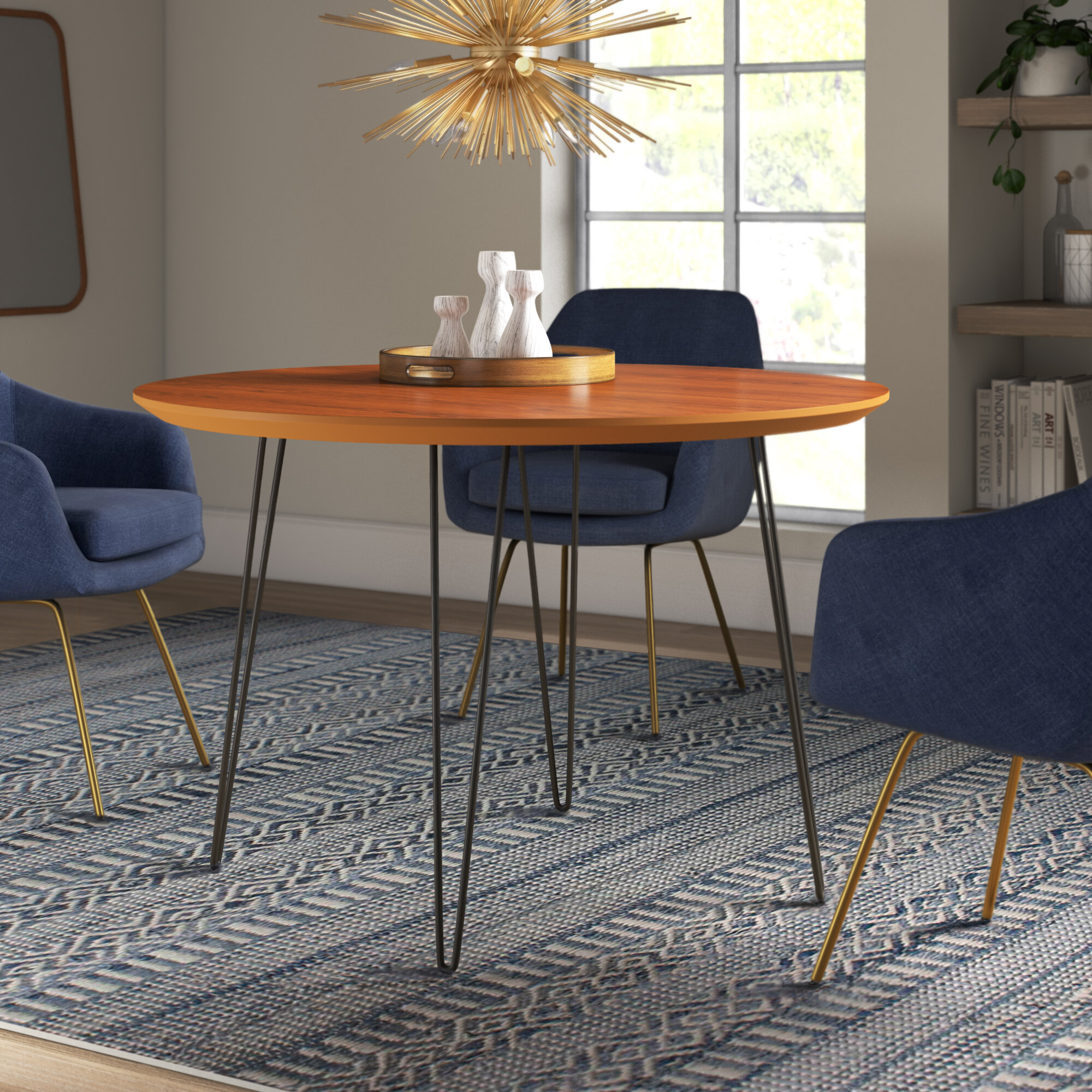 round dining table with hairpin legs