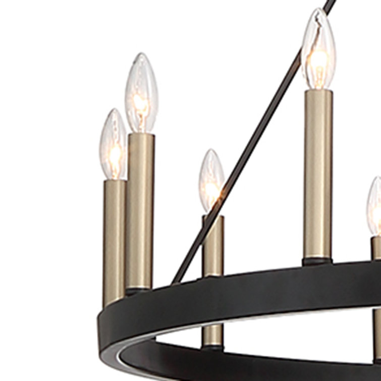 Black and gold wagon wheel chandelier clearance