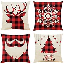 18" Merry Christmas Linen Santa Claus Pillow Cases Sofa Cushion Cover Home Decor 