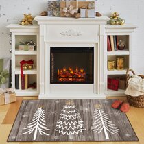 Round Area Rug Carpet winter cute snowman snowflake trees red Floor Mat Non-Slip 27.6 Inch Diameter for Living Room Bedroom 