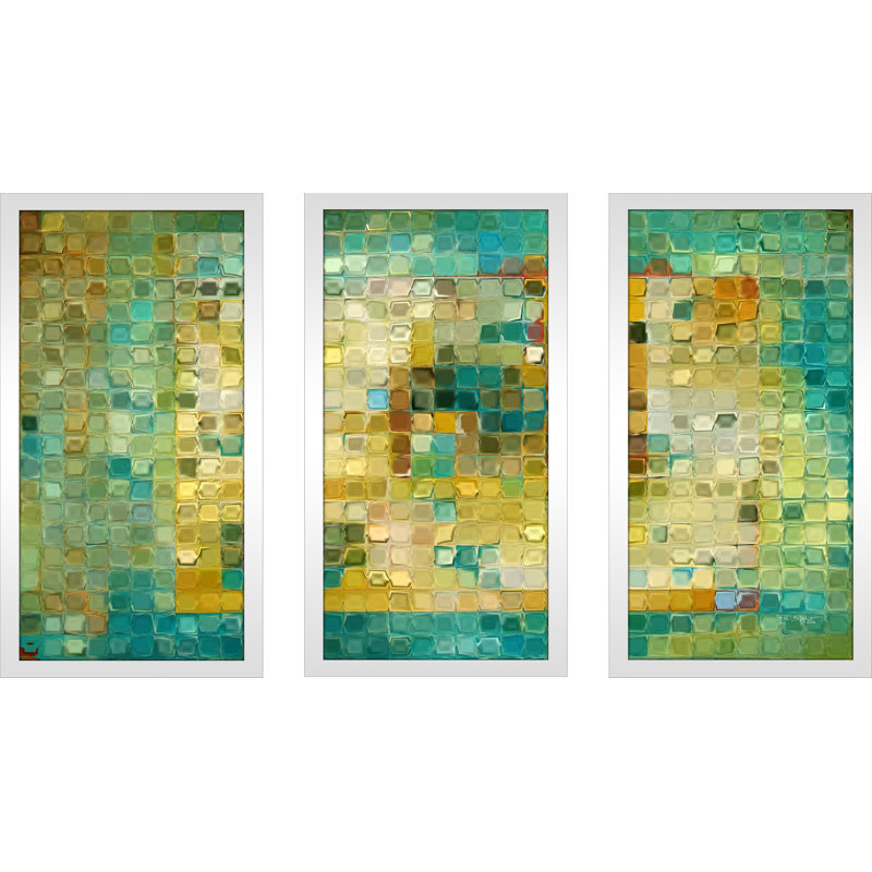 Latitude Run Modern Mosaic Tile Art On Canvas Painting Framed