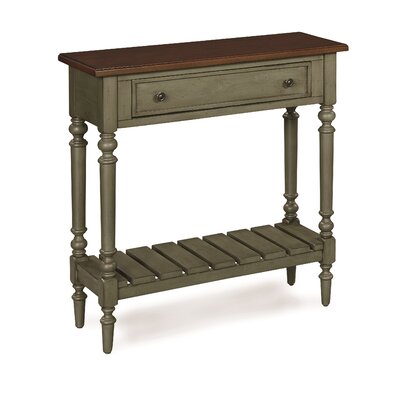 August Grove Shunk 28" Console Table  Table Base Color: Green, Table Top Color: Cherry Tobacco