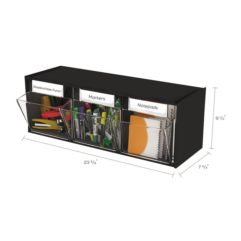 Deflecto Tilt Bin Plastic Storage System With 3 Bins Wayfair